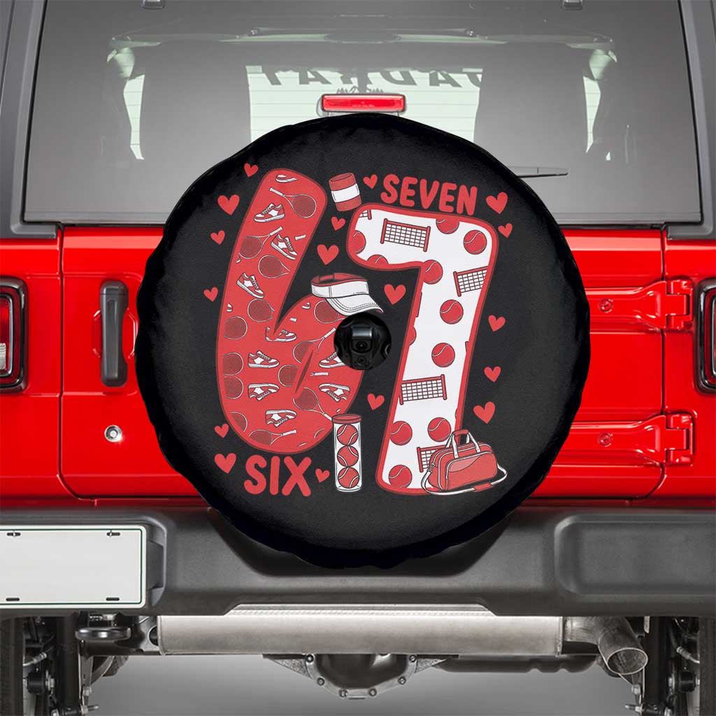 Six Seven Tennis Meme Spare Tire Cover Funny Gen Alpha Valentine TS12 Black Print Your Wear