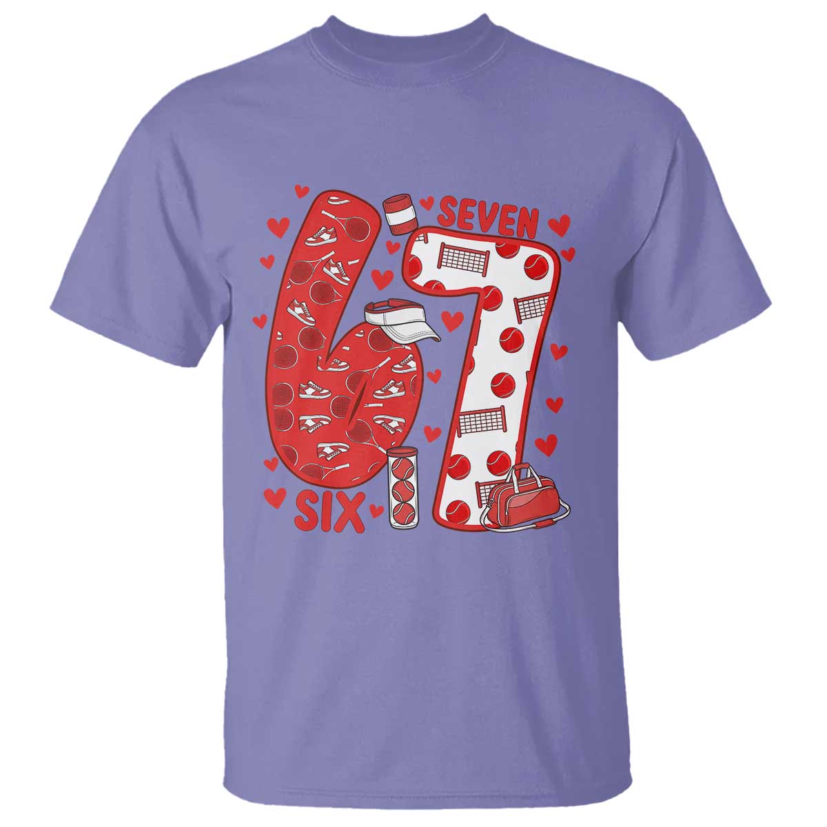 Six Seven Tennis Meme T Shirt Funny Gen Alpha Valentine TS12 Violet Print Your Wear