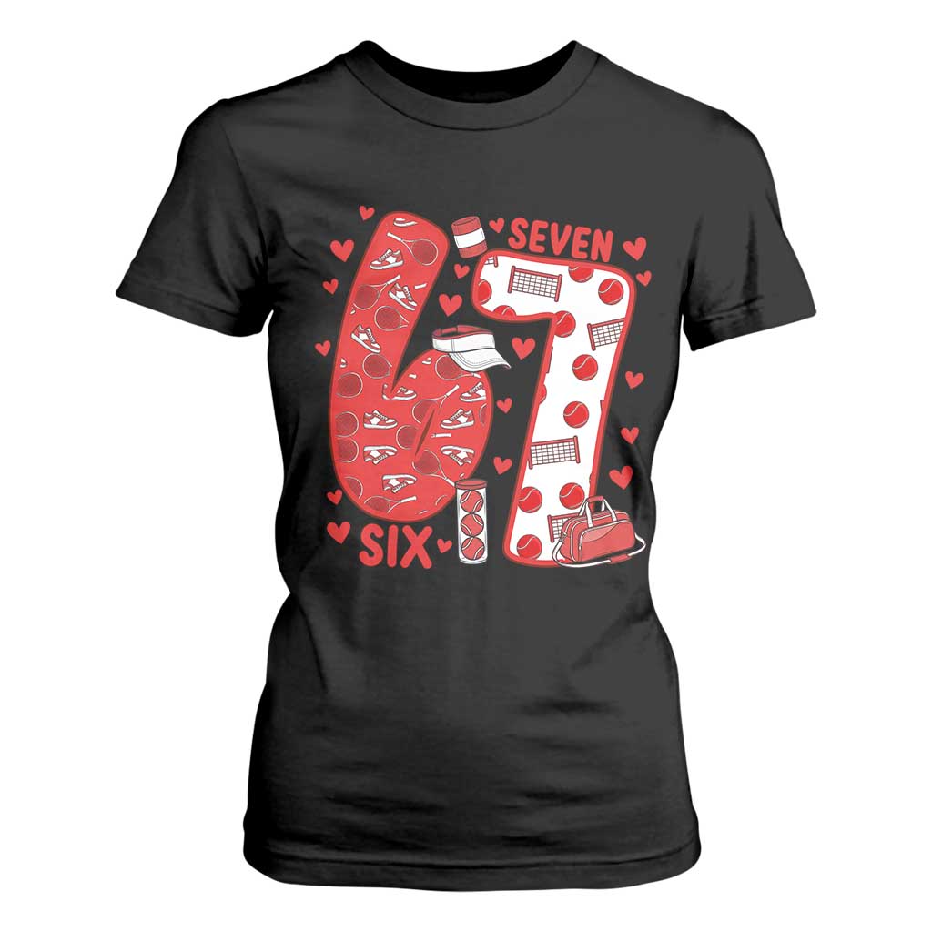 Six Seven Tennis Meme T Shirt For Women Funny Gen Alpha Valentine TS12 Black Print Your Wear