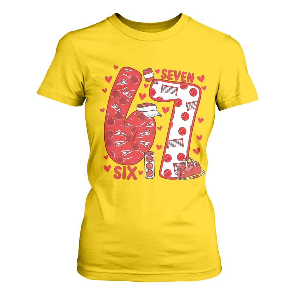 Six Seven Tennis Meme T Shirt For Women Funny Gen Alpha Valentine TS12 Daisy Print Your Wear