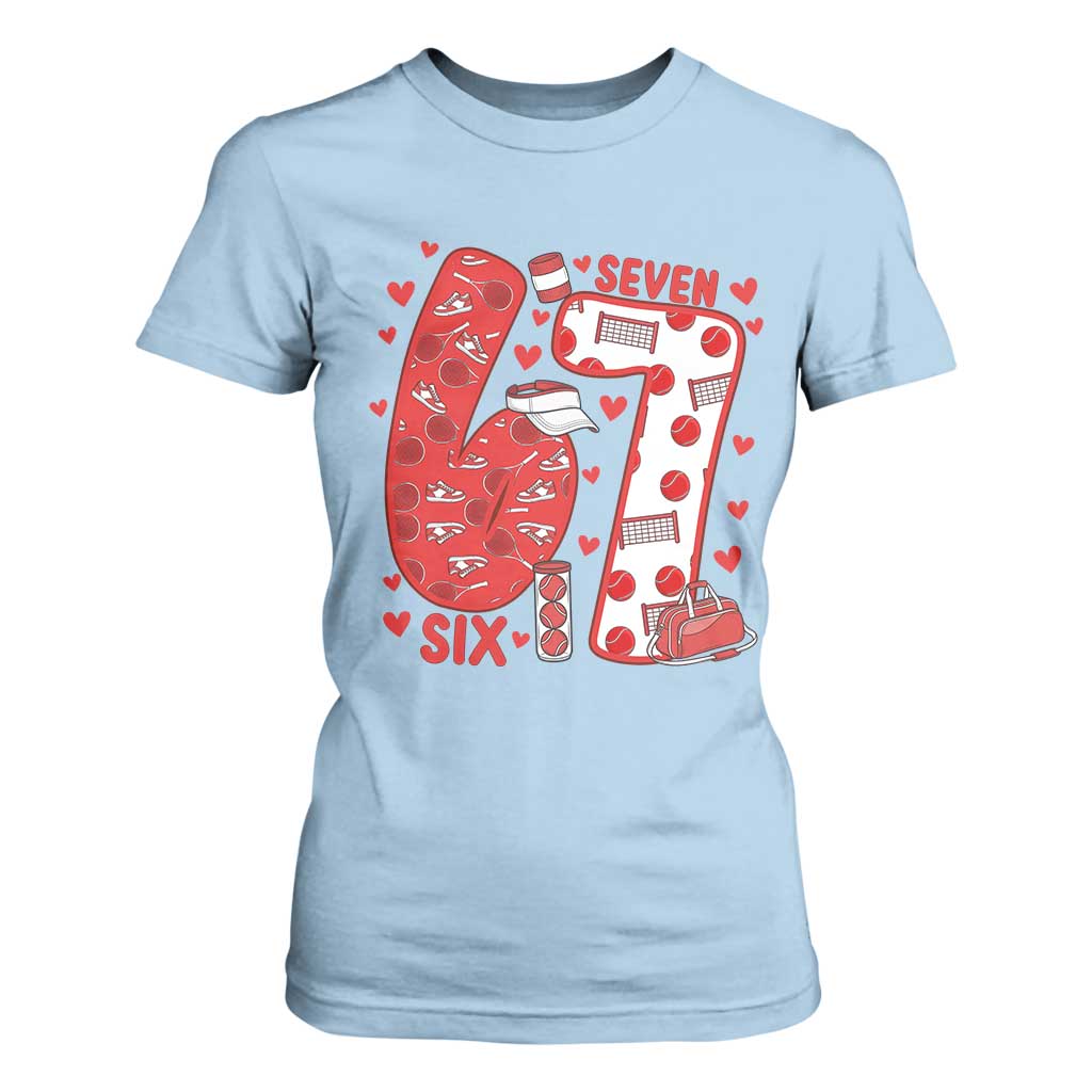 Six Seven Tennis Meme T Shirt For Women Funny Gen Alpha Valentine TS12 Light Blue Print Your Wear