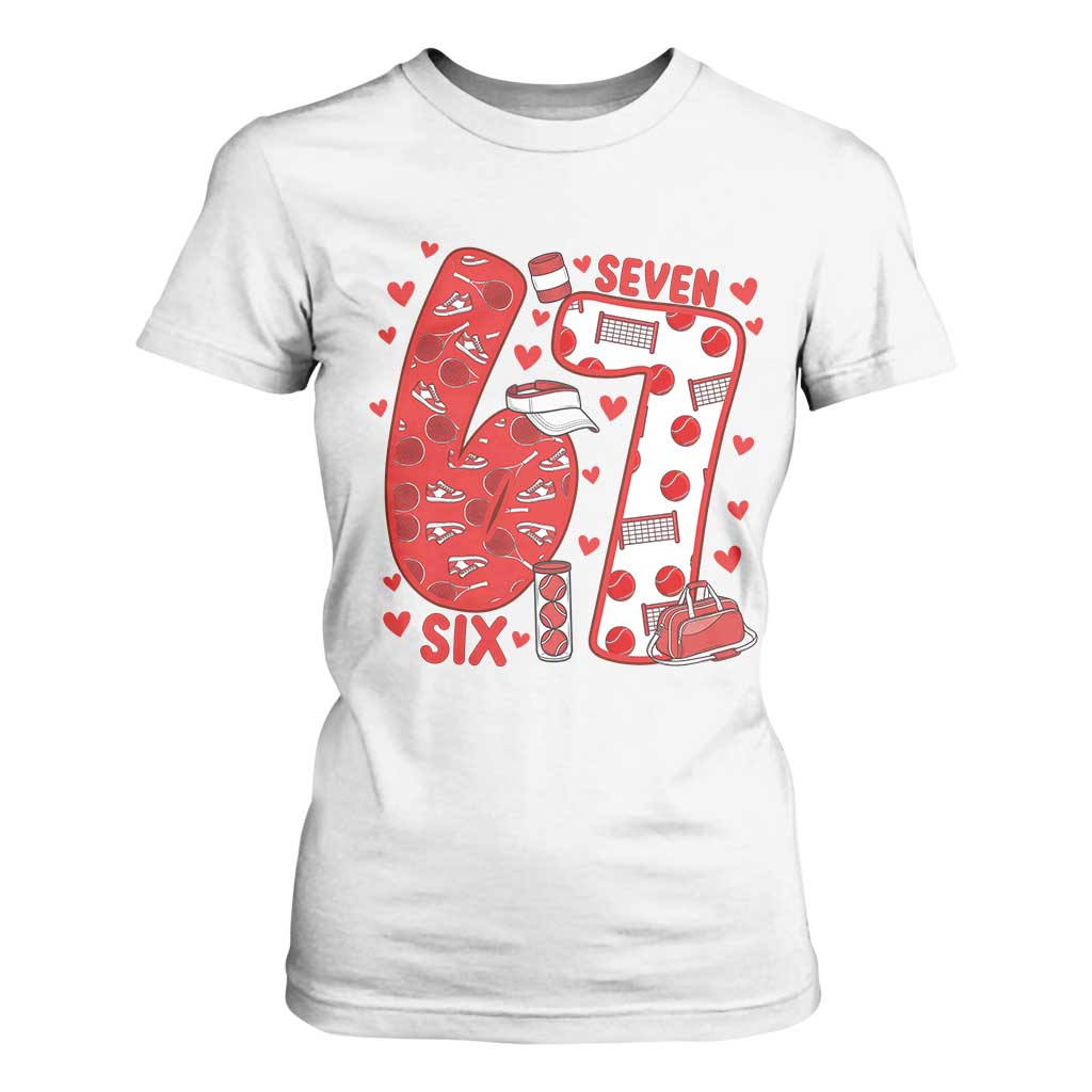 Six Seven Tennis Meme T Shirt For Women Funny Gen Alpha Valentine TS12 White Print Your Wear