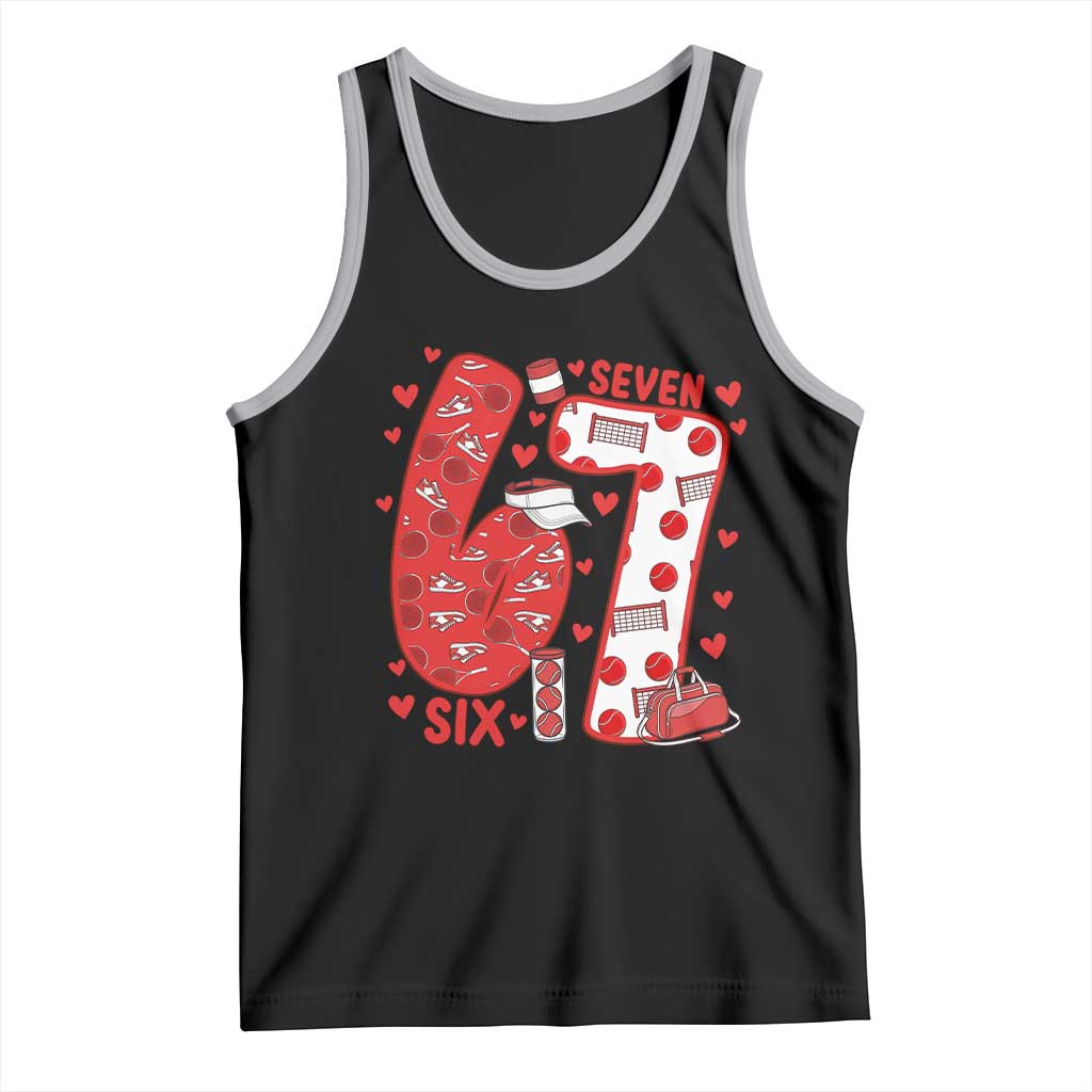 Six Seven Tennis Meme Tank Top Funny Gen Alpha Valentine TS12 Black Athletic Heather Print Your Wear