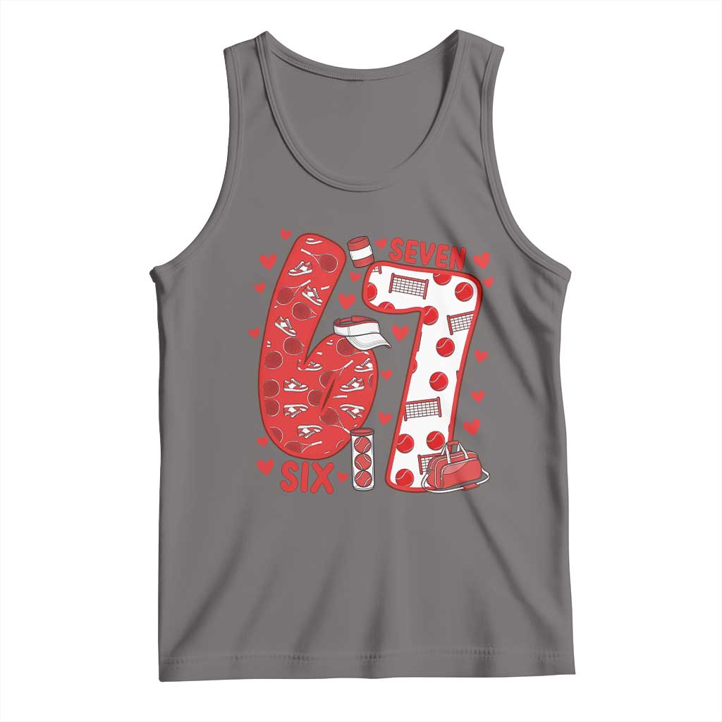 Six Seven Tennis Meme Tank Top Funny Gen Alpha Valentine TS12 Deep Heather Print Your Wear