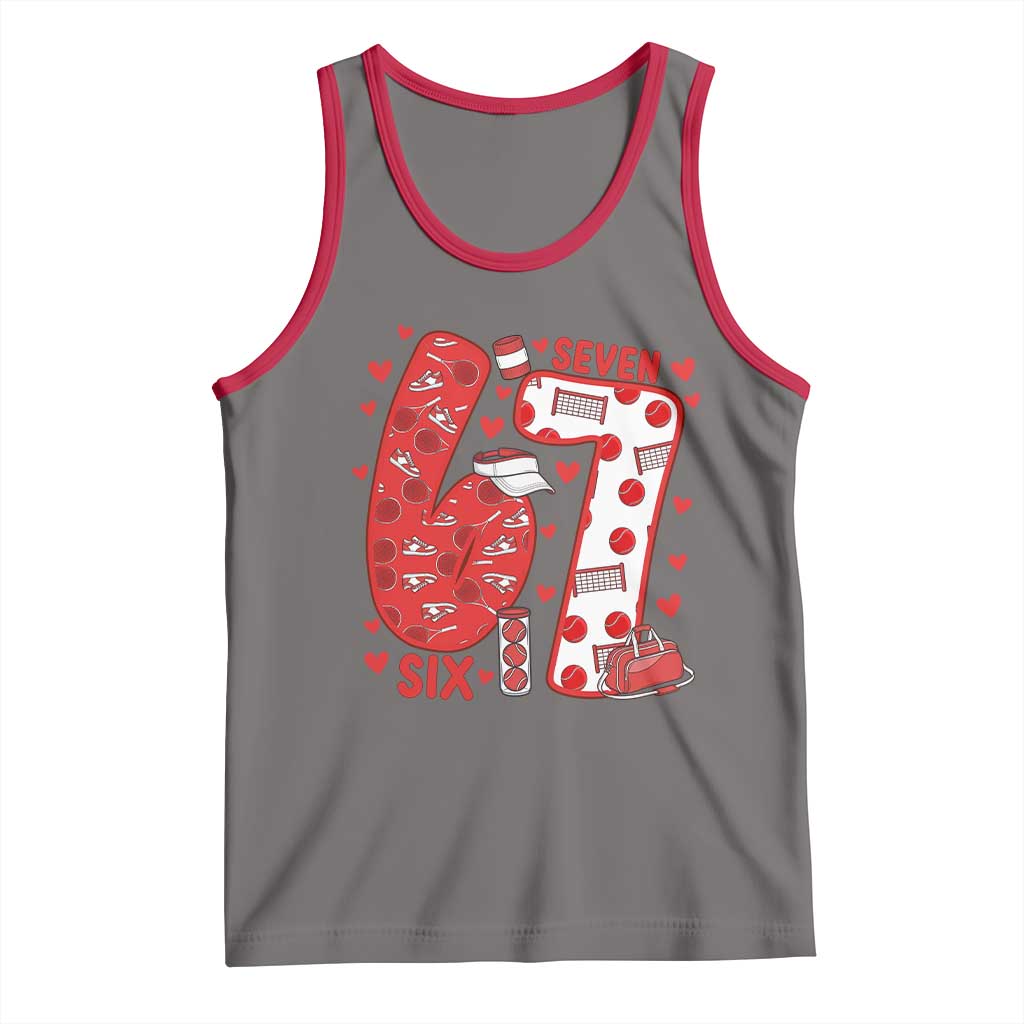 Six Seven Tennis Meme Tank Top Funny Gen Alpha Valentine TS12 Deep Heather Red Print Your Wear