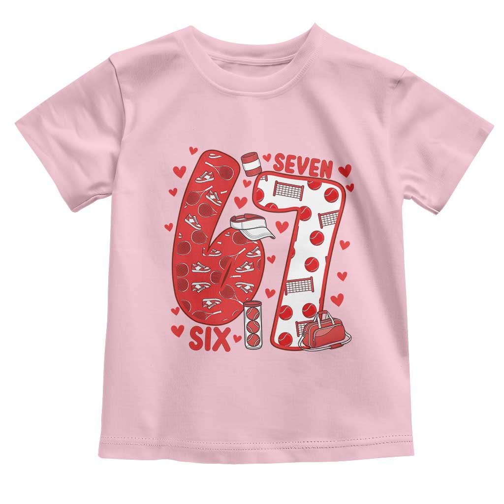 Six Seven Tennis Meme Toddler T Shirt Funny Gen Alpha Valentine TS12 Light Pink Print Your Wear