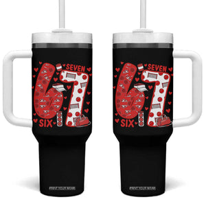 Six Seven Tennis Meme Tumbler With Handle Funny Gen Alpha Valentine TS12 One Size: 40 oz Black Print Your Wear