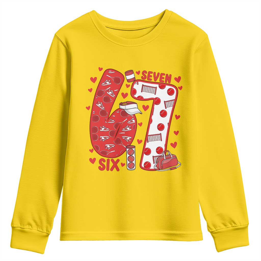 Six Seven Tennis Meme Youth Sweatshirt Funny Gen Alpha Valentine TS12 Daisy Print Your Wear