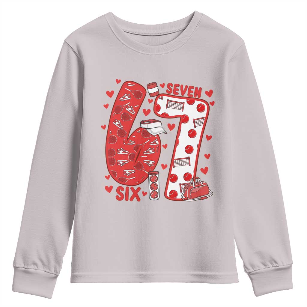 Six Seven Tennis Meme Youth Sweatshirt Funny Gen Alpha Valentine TS12 Ice Gray Print Your Wear