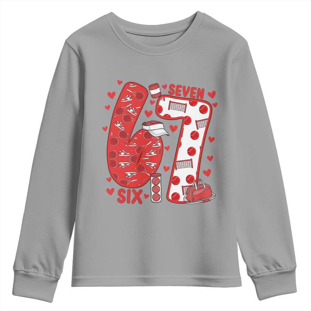 Six Seven Tennis Meme Youth Sweatshirt Funny Gen Alpha Valentine TS12 Sport Gray Print Your Wear