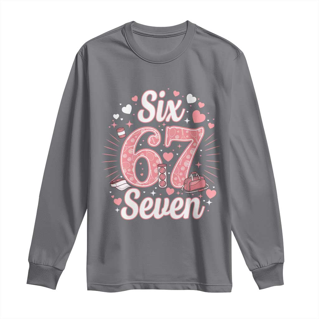 Funny Six Seven Tennis Meme Long Sleeve Shirt Gen Z Valentine TS12 Charcoal Print Your Wear