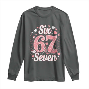 Funny Six Seven Tennis Meme Long Sleeve Shirt Gen Z Valentine TS12 Dark Heather Print Your Wear