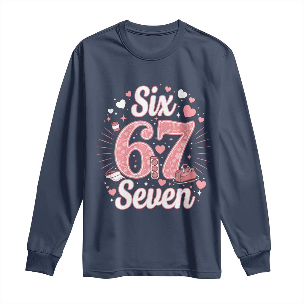 Funny Six Seven Tennis Meme Long Sleeve Shirt Gen Z Valentine TS12 Navy Print Your Wear