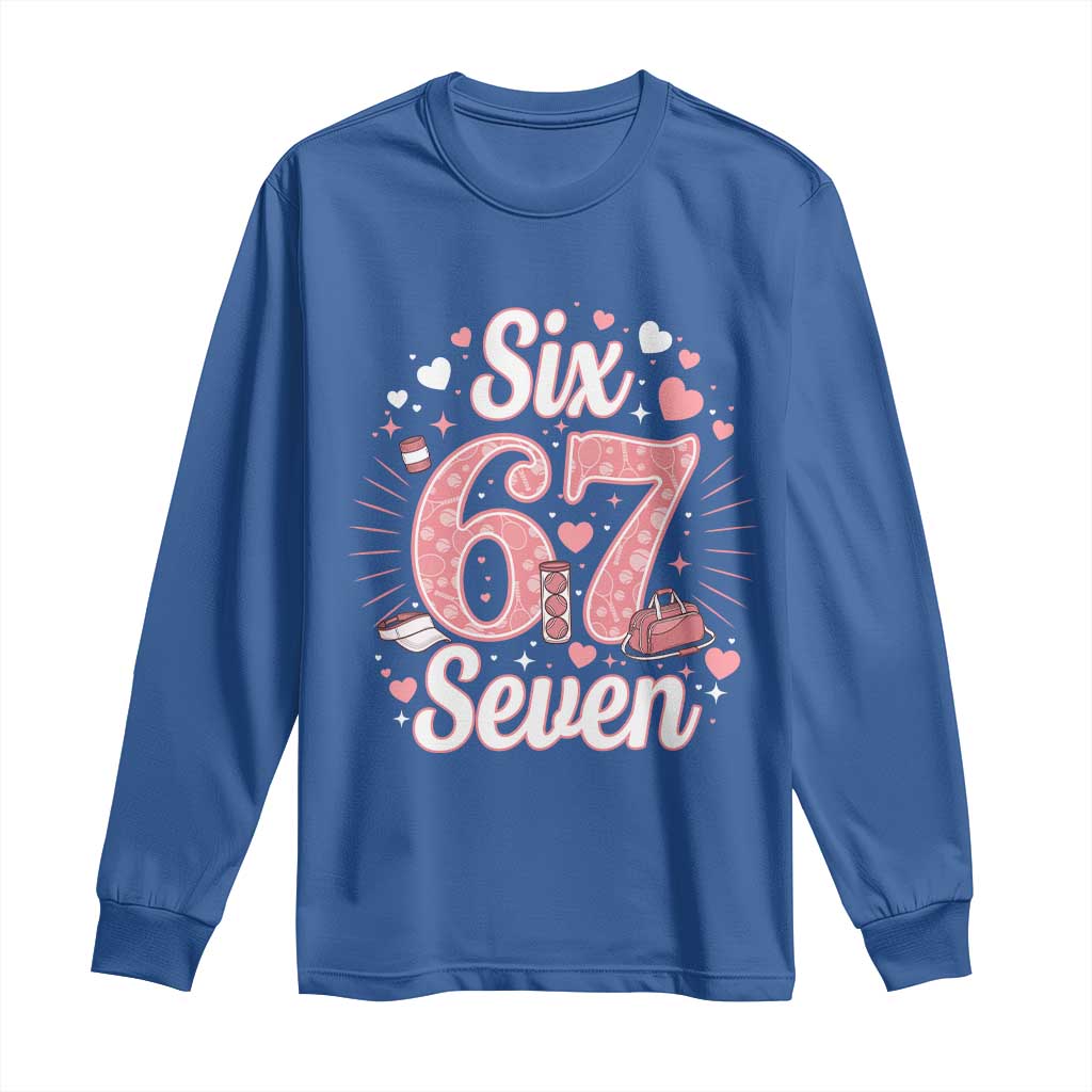 Funny Six Seven Tennis Meme Long Sleeve Shirt Gen Z Valentine TS12 Royal Blue Print Your Wear