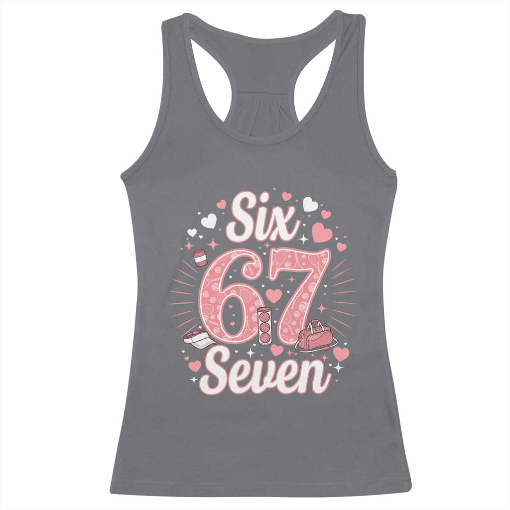 Funny Six Seven Tennis Meme Racerback Tank Top Gen Z Valentine TS12 Charcoal Print Your Wear