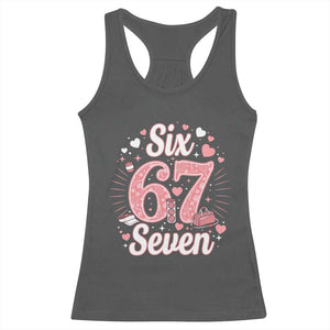Funny Six Seven Tennis Meme Racerback Tank Top Gen Z Valentine TS12 Dark Heather Print Your Wear
