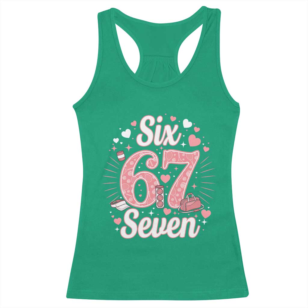 Funny Six Seven Tennis Meme Racerback Tank Top Gen Z Valentine TS12 Irish Green Print Your Wear