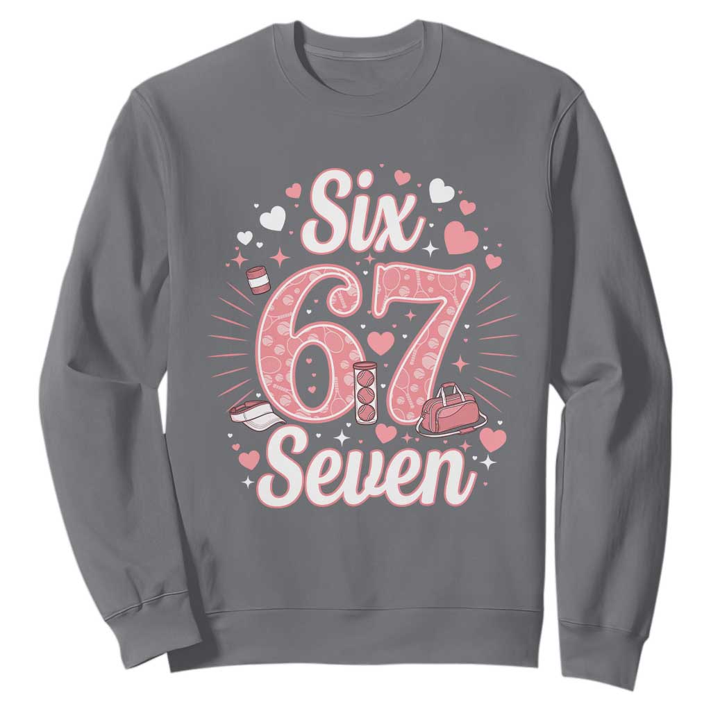 Funny Six Seven Tennis Meme Sweatshirt Gen Z Valentine TS12 Charcoal Print Your Wear