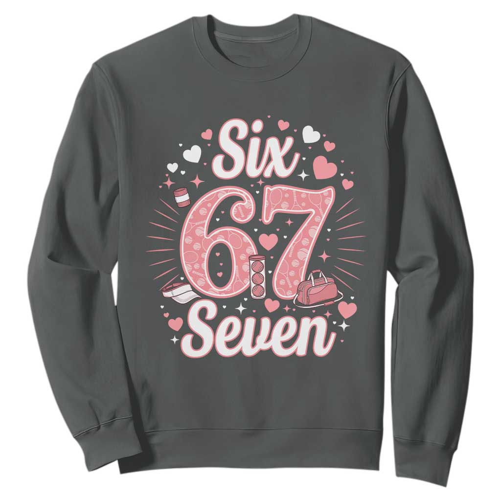 Funny Six Seven Tennis Meme Sweatshirt Gen Z Valentine TS12 Dark Heather Print Your Wear