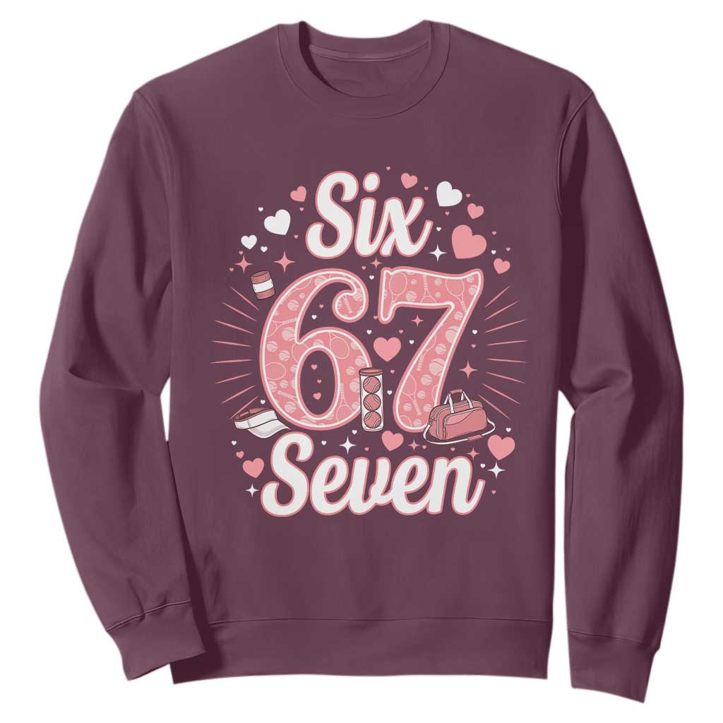 Funny Six Seven Tennis Meme Sweatshirt Gen Z Valentine TS12 Maroon Print Your Wear