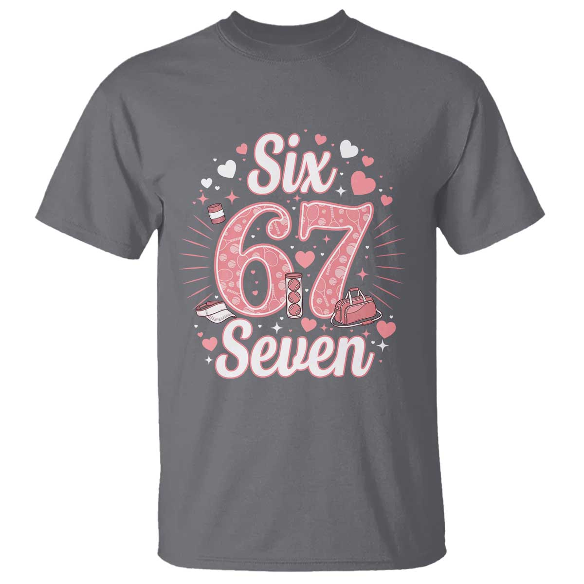 Funny Six Seven Tennis Meme T Shirt Gen Z Valentine TS12 Charcoal Print Your Wear