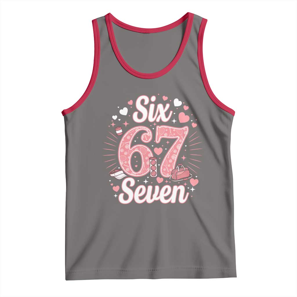 Funny Six Seven Tennis Meme Tank Top Gen Z Valentine TS12 Deep Heather Red Print Your Wear