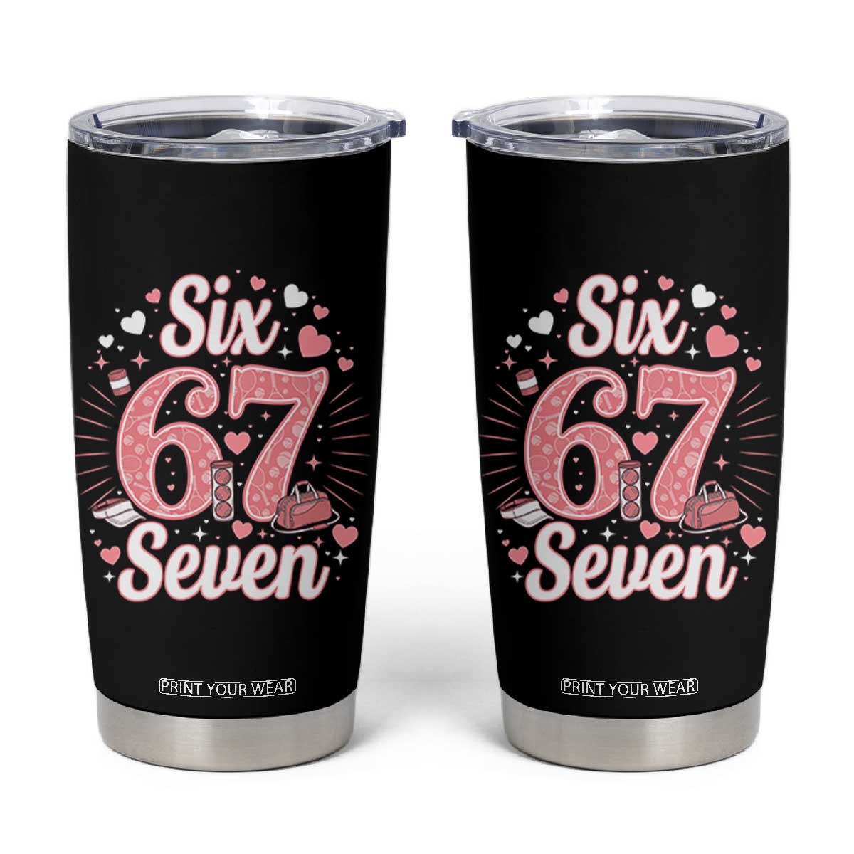 Funny Six Seven Tennis Meme Tumbler Cup Gen Z Valentine TS12 Black Print Your Wear