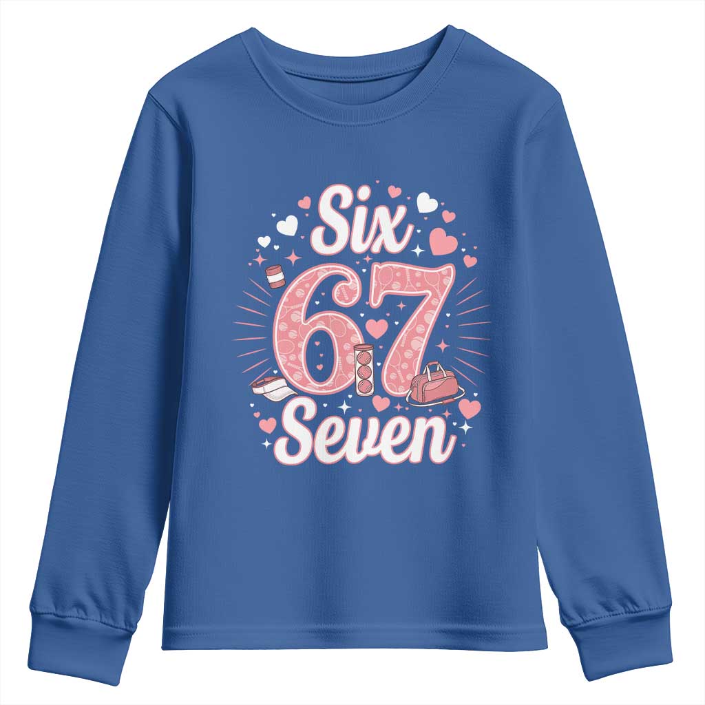 Funny Six Seven Tennis Meme Youth Sweatshirt Gen Z Valentine TS12 Royal Blue Print Your Wear