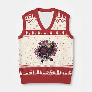 Love Means Nothing V-Neck Knit Sweater Vest Tennis Lovers TS12 Beige Red Print Your Wear