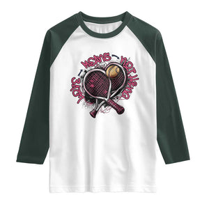 Love Means Nothing Raglan Shirt Tennis Lovers TS12 White Dark Forest Green Print Your Wear