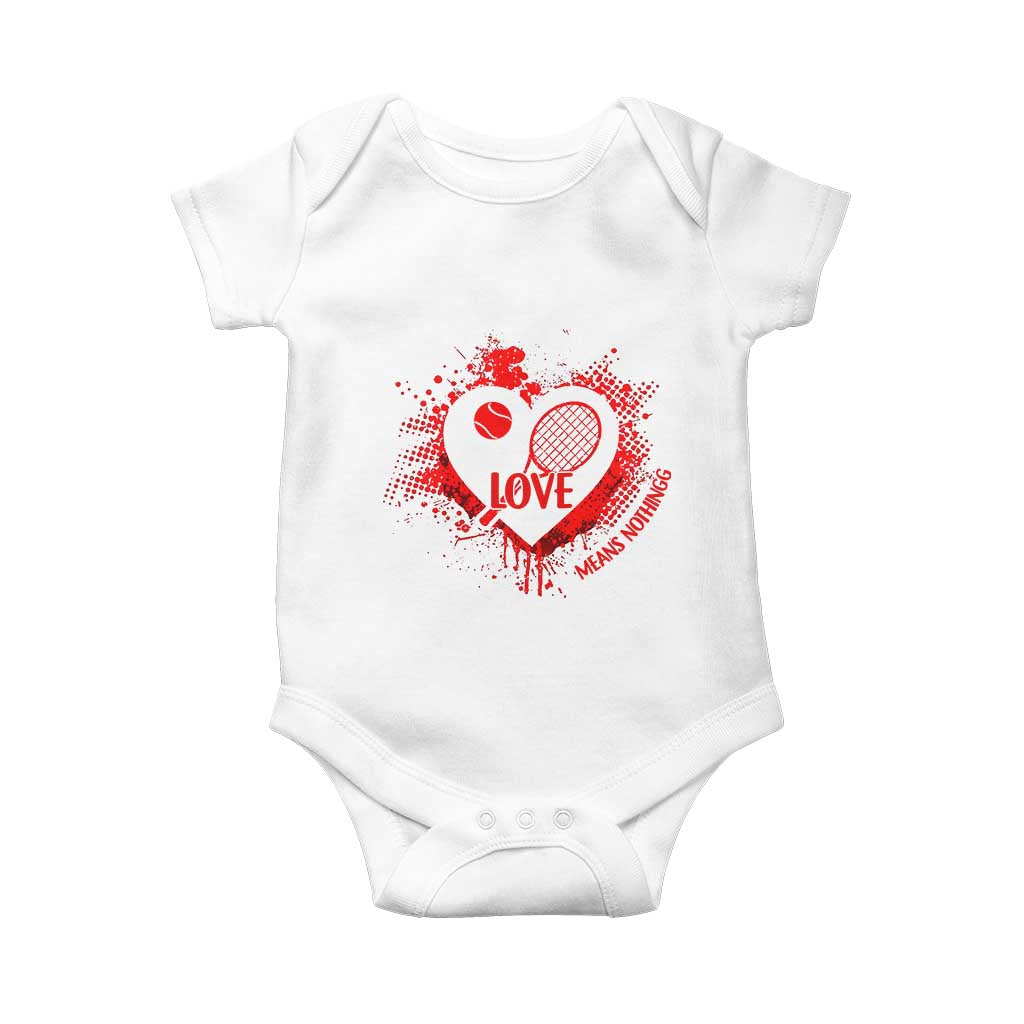 Love Means Nothing To A Tennis Player Baby Onesie Valentines Day Gift TS12 White Print Your Wear