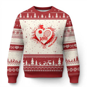 Love Means Nothing To A Tennis Player Ugly Christmas Sweater Valentines Day Gift TS12 Beige Red Print Your Wear