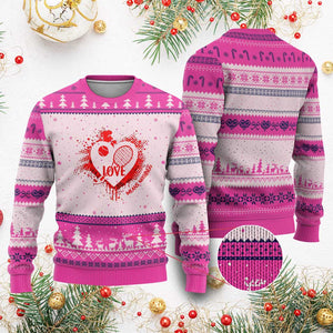 Love Means Nothing To A Tennis Player Ugly Christmas Sweater Valentines Day Gift TS12 Hot Pink Print Your Wear