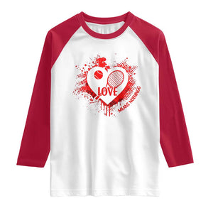 Love Means Nothing To A Tennis Player Raglan Shirt Valentines Day Gift TS12 White Red Print Your Wear