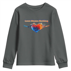 Love Means Nothing Youth Sweatshirt Valentines Day Gift TS12 Dark Heather Print Your Wear
