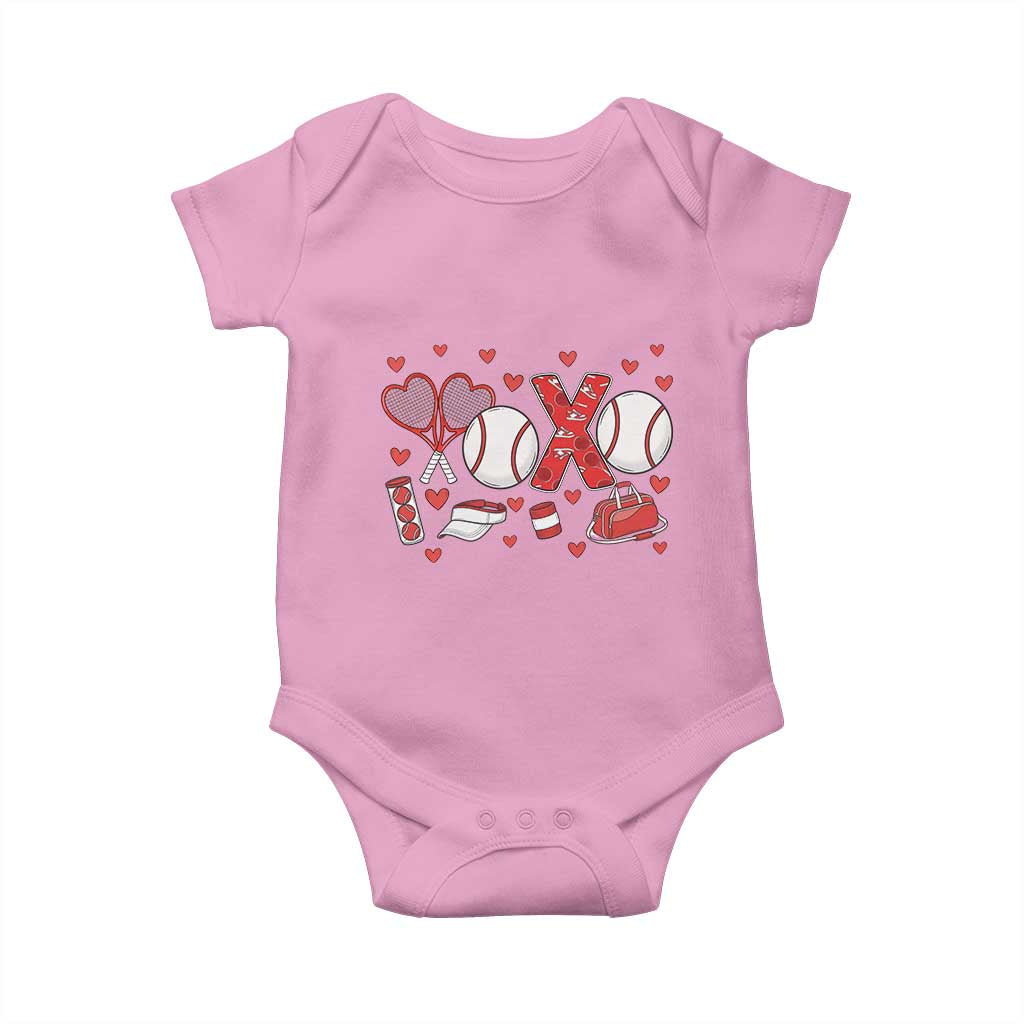 Cute XOXO Tennis Player Baby Onesie Valentines Tennis Gift TS12 Light Pink Print Your Wear