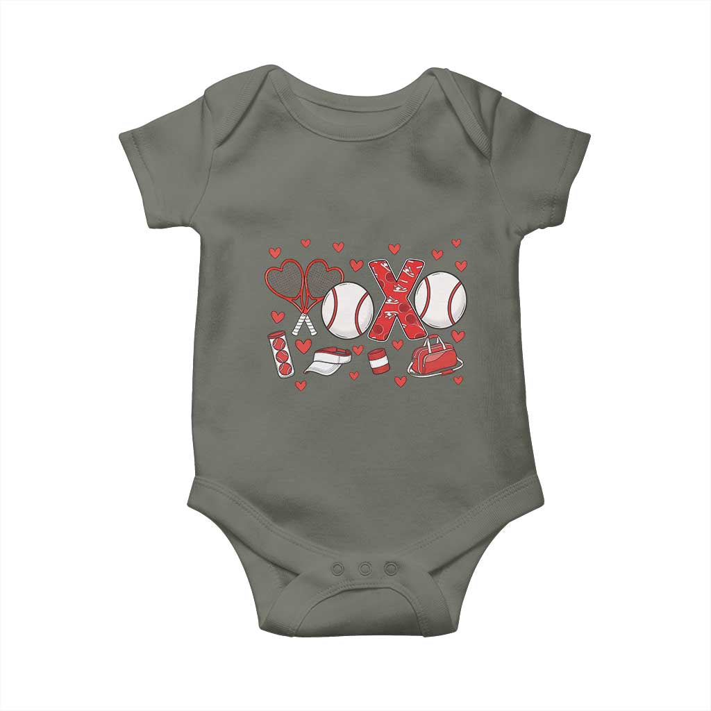 Cute XOXO Tennis Player Baby Onesie Valentines Tennis Gift TS12 Military Green Print Your Wear