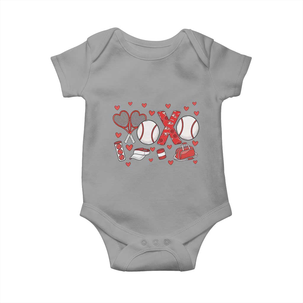 Cute XOXO Tennis Player Baby Onesie Valentines Tennis Gift TS12 Sport Gray Print Your Wear