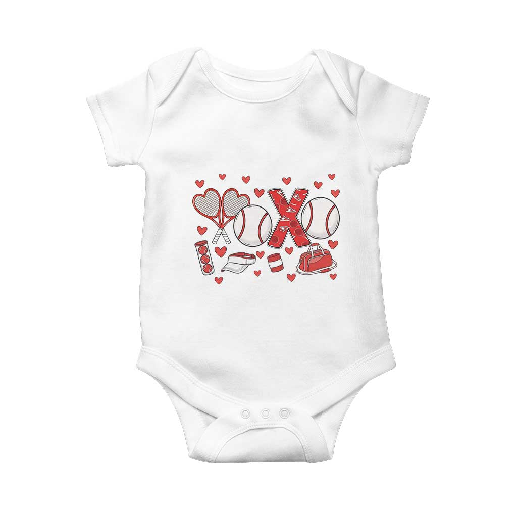 Cute XOXO Tennis Player Baby Onesie Valentines Tennis Gift TS12 White Print Your Wear