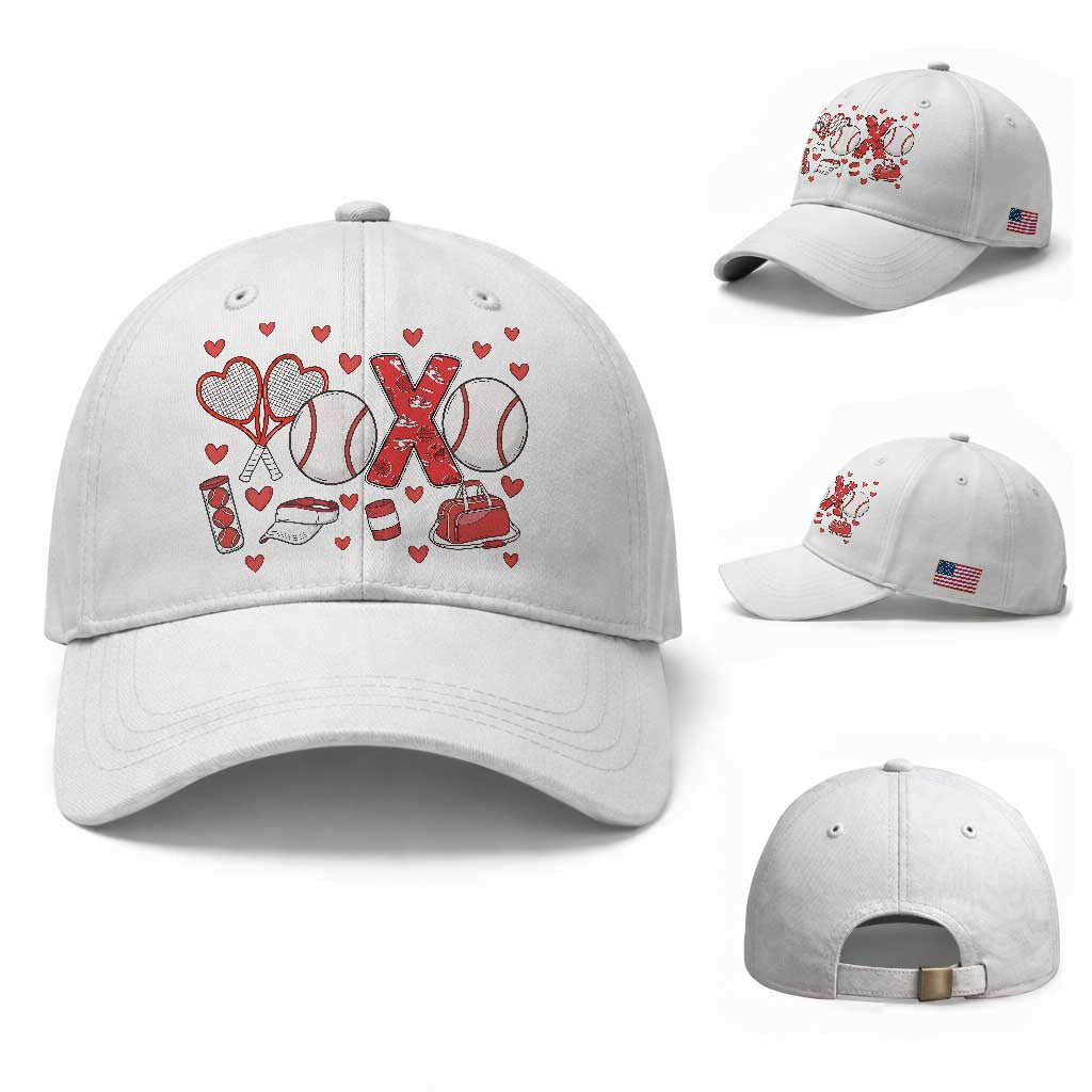 Cute XOXO Tennis Player Baseball Cap Valentines Tennis Gift TS12 Baseball Cap Universal Fit White Print Your Wear