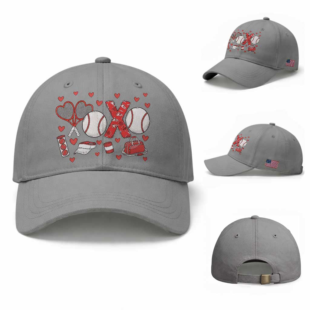 Cute XOXO Tennis Player Baseball Cap Valentines Tennis Gift TS12 Baseball Cap Universal Fit Sport Gray Print Your Wear