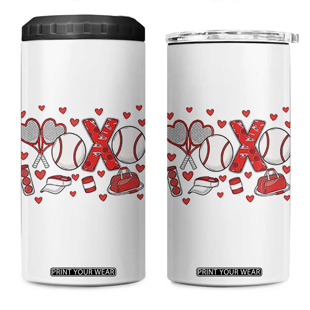 Cute XOXO Tennis Player 4 in 1 Can Cooler Tumbler Valentines Tennis Gift TS12 One Size: 16 oz White Print Your Wear