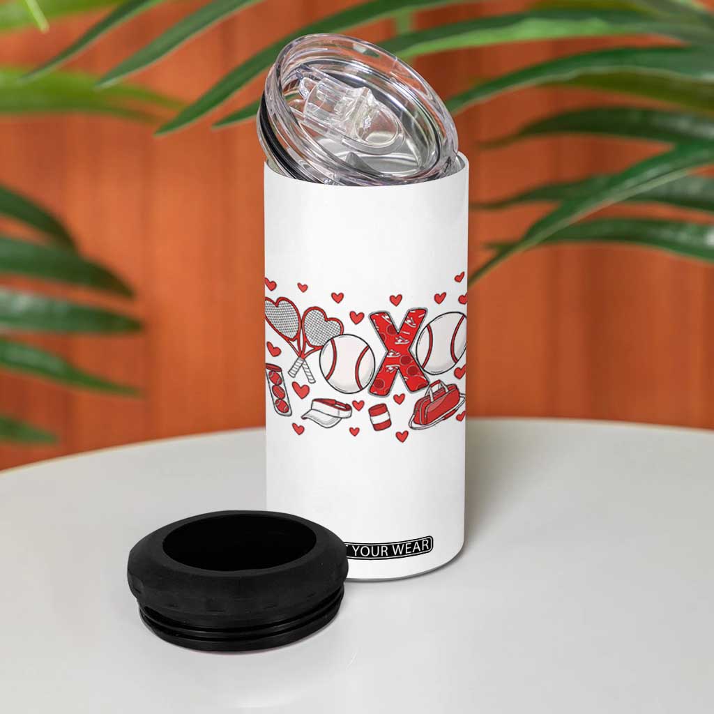 Cute XOXO Tennis Player 4 in 1 Can Cooler Tumbler Valentines Tennis Gift TS12 Print Your Wear