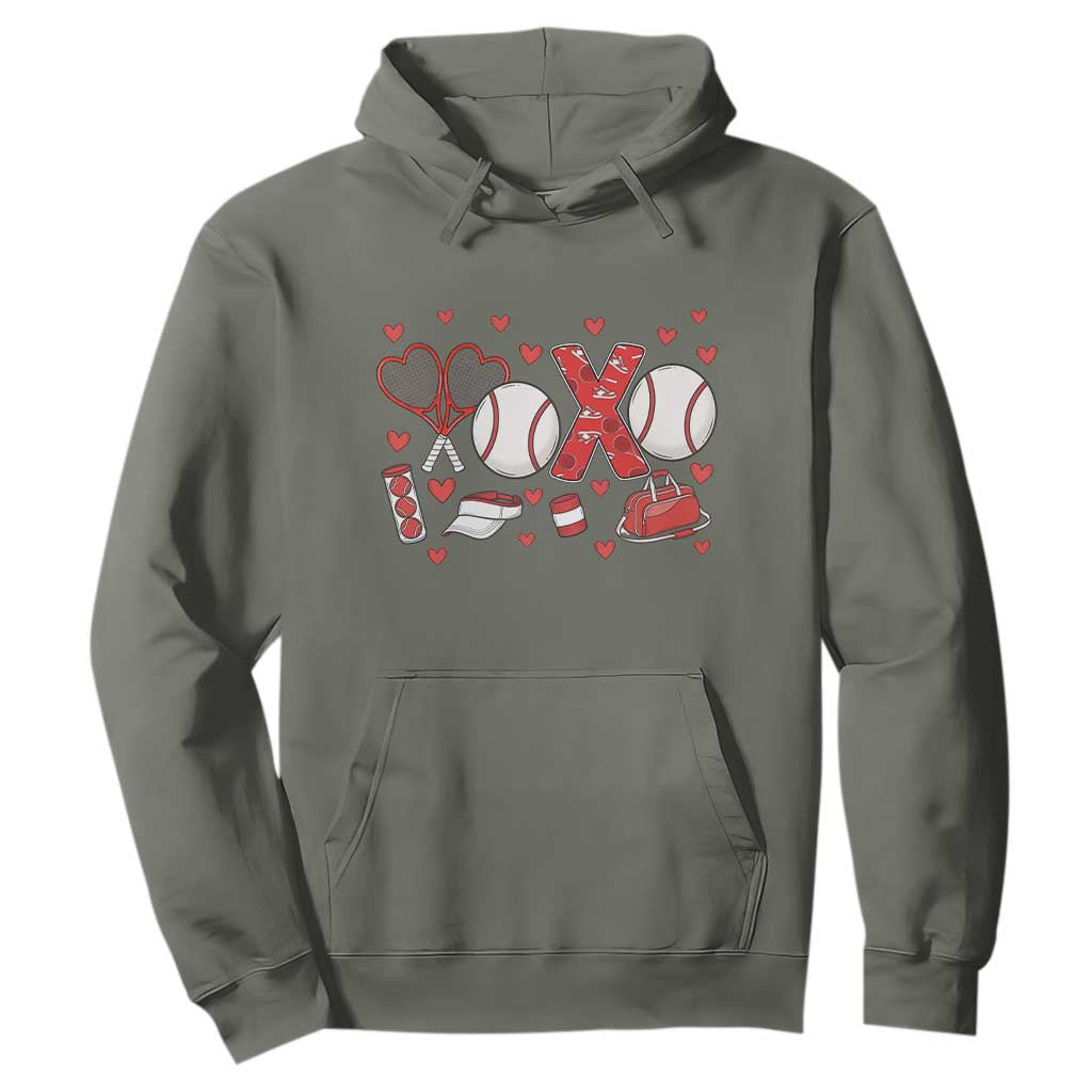 Cute XOXO Tennis Player Hoodie Valentines Tennis Gift TS12 Military Green Print Your Wear
