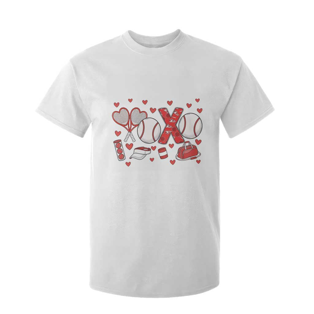 Cute XOXO Tennis Player T Shirt For Kid Valentines Tennis Gift TS12 White Print Your Wear
