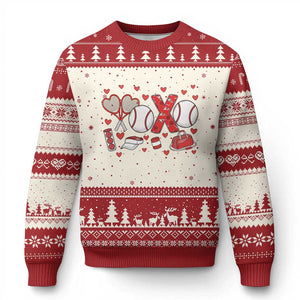 Cute XOXO Tennis Player Ugly Christmas Sweater Valentines Tennis Gift TS12 Beige Red Print Your Wear
