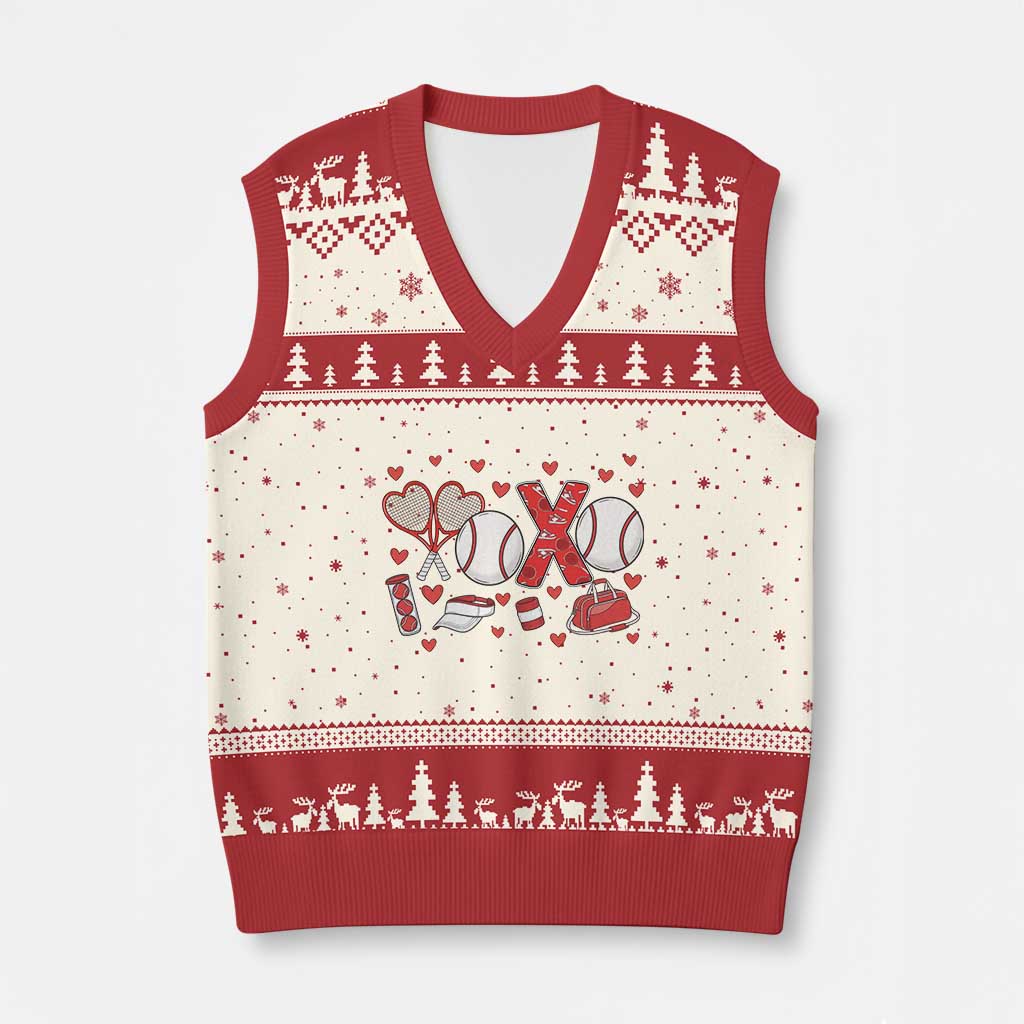 Cute XOXO Tennis Player V-Neck Knit Sweater Vest Valentines Tennis Gift TS12 Beige Red Print Your Wear