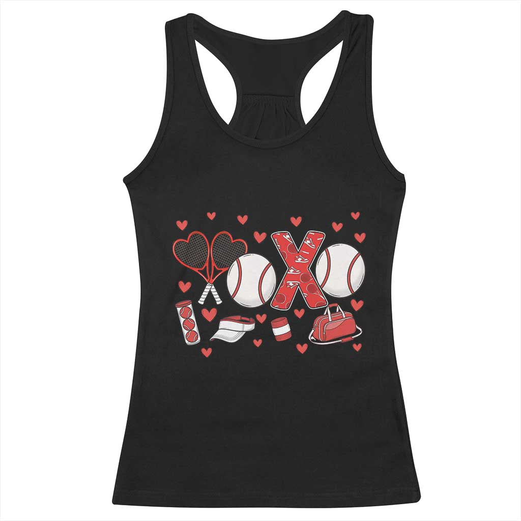 Cute XOXO Tennis Player Racerback Tank Top Valentines Tennis Gift TS12 Black Print Your Wear