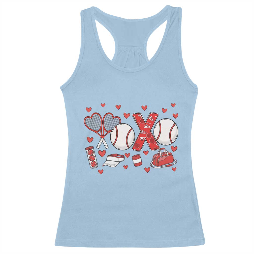 Cute XOXO Tennis Player Racerback Tank Top Valentines Tennis Gift TS12 Light Blue Print Your Wear