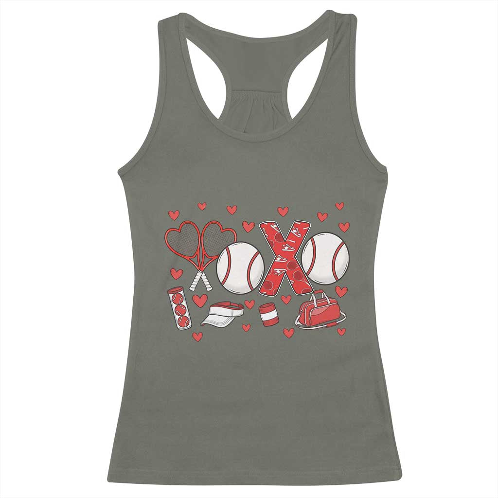 Cute XOXO Tennis Player Racerback Tank Top Valentines Tennis Gift TS12 Military Green Print Your Wear